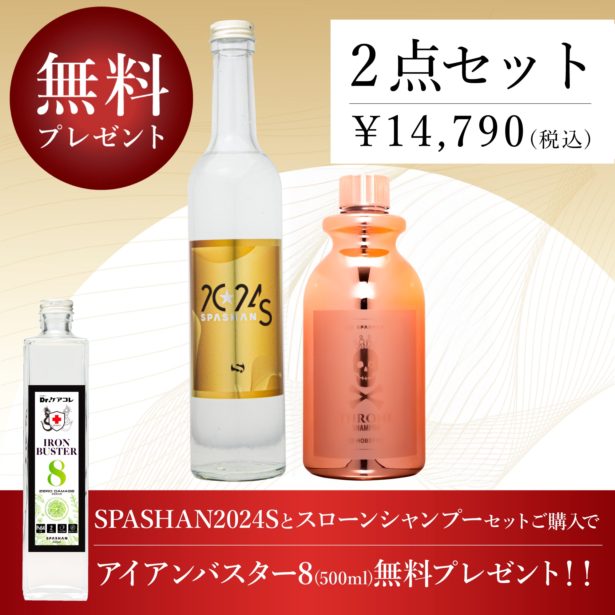 スパシャン セット SPASHAN2024S スローンシャンプー アイアンバスター8 500ml プレゼント