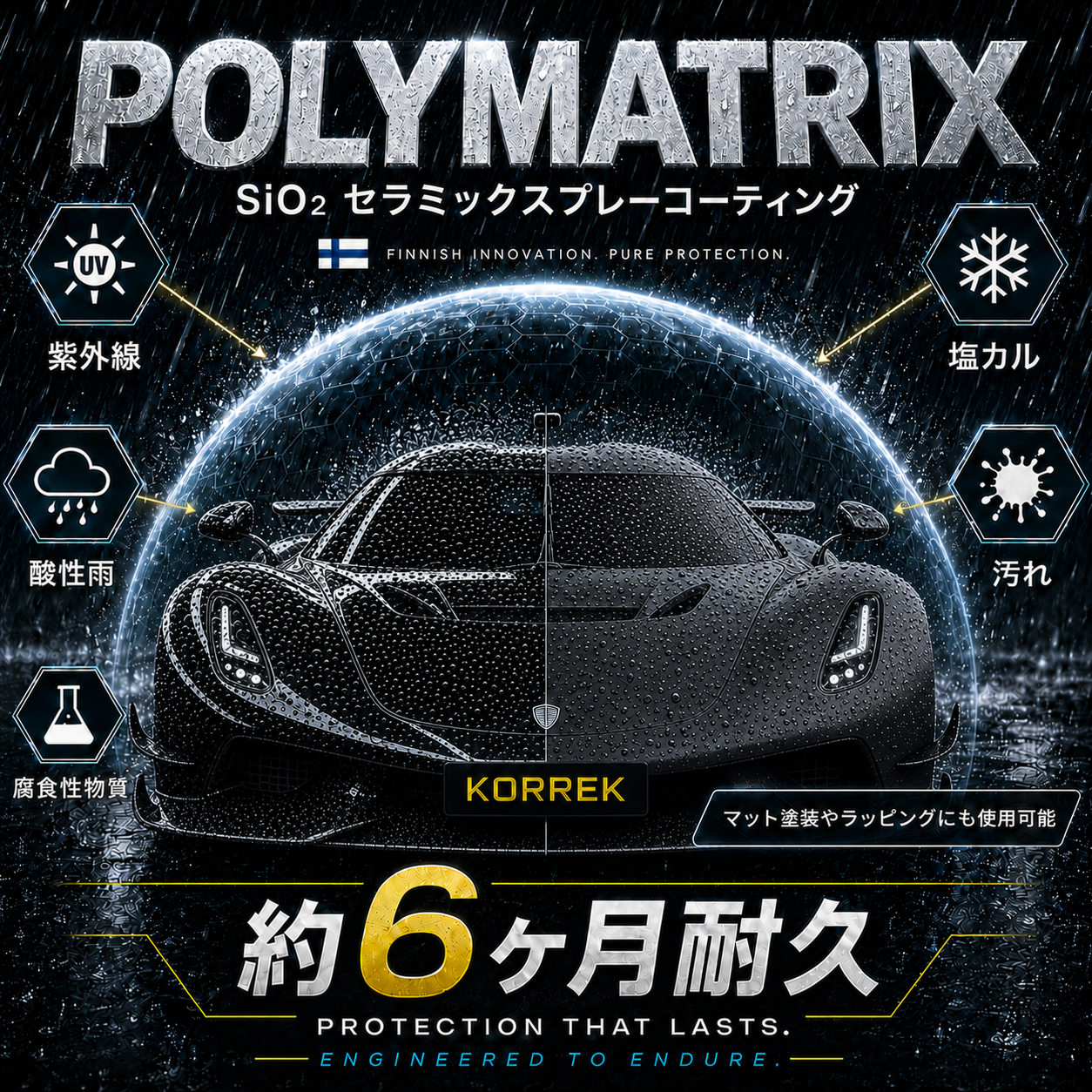 KORREK ポリマトリックス 350ml セラミックコーティング剤 耐久6ヶ月