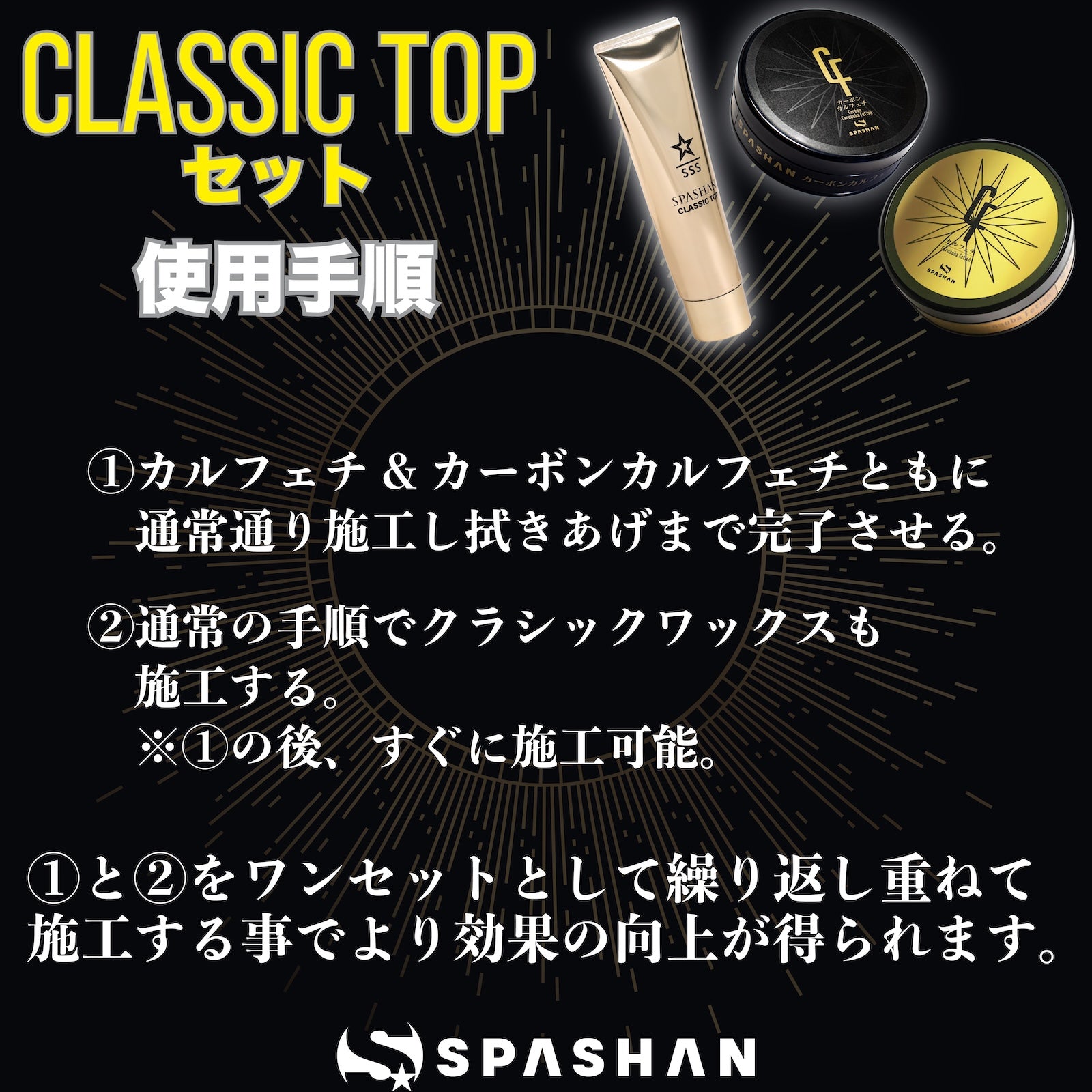 SPASHAN カルフェチワックス・クラシックトップ セット 弩級撥水ワックス