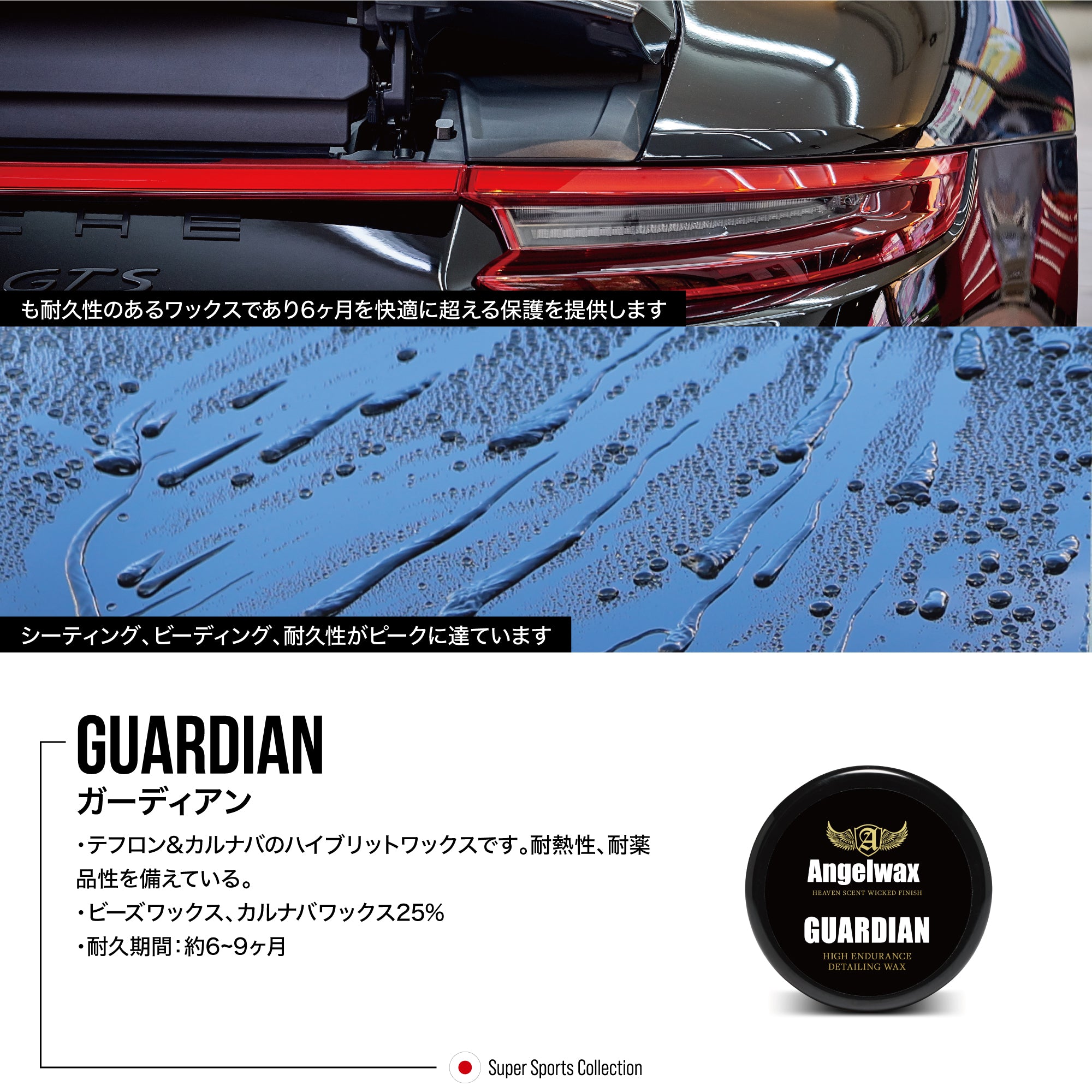 スパシャン エンジェルワックス カーワックス GUARDIAN 高耐久ワックス 車 洗車 ワックス 光沢 艶出し 撥水 耐久力アップ 洗車用品